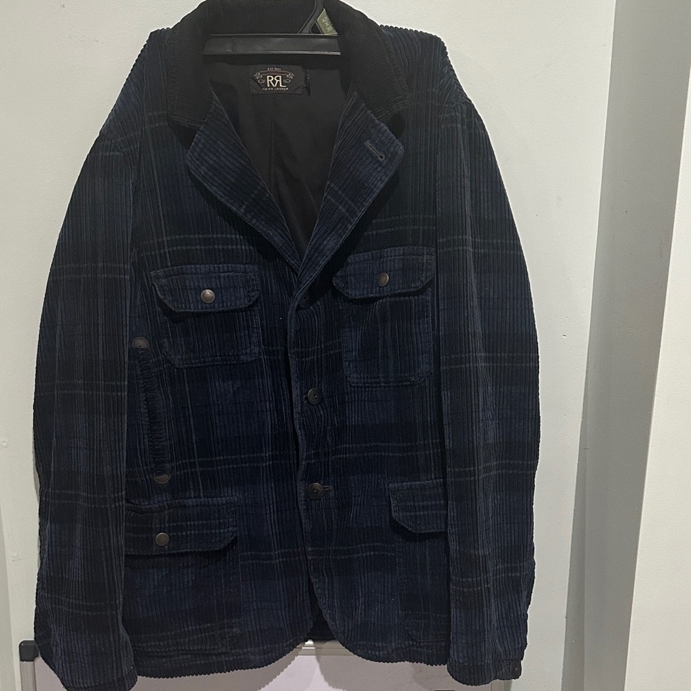 Ralph Lauren Double RL Navy Corduroy Plaid Field Jacket